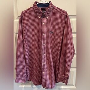 CHAPS EASY CARE Men’s Red / White Checkered Long Sleeve Button-Down Shirt Size L